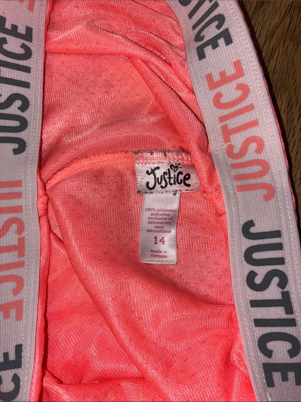 Justice Coral Pink Kids Athletic Mesh Shorts with Contrast Piping